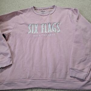 Six Flags Over Georgia Crew Fleece in pink Womens Oversized 2XL